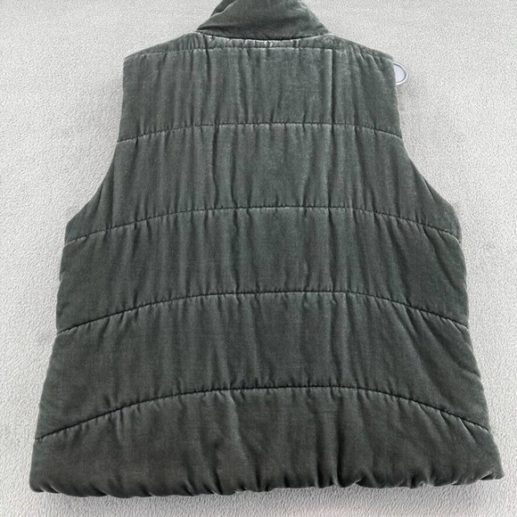 Loft Womens Vest Size XL Green Gray Puffer Velvet Full Zip Quilted - Picture 2 of 9